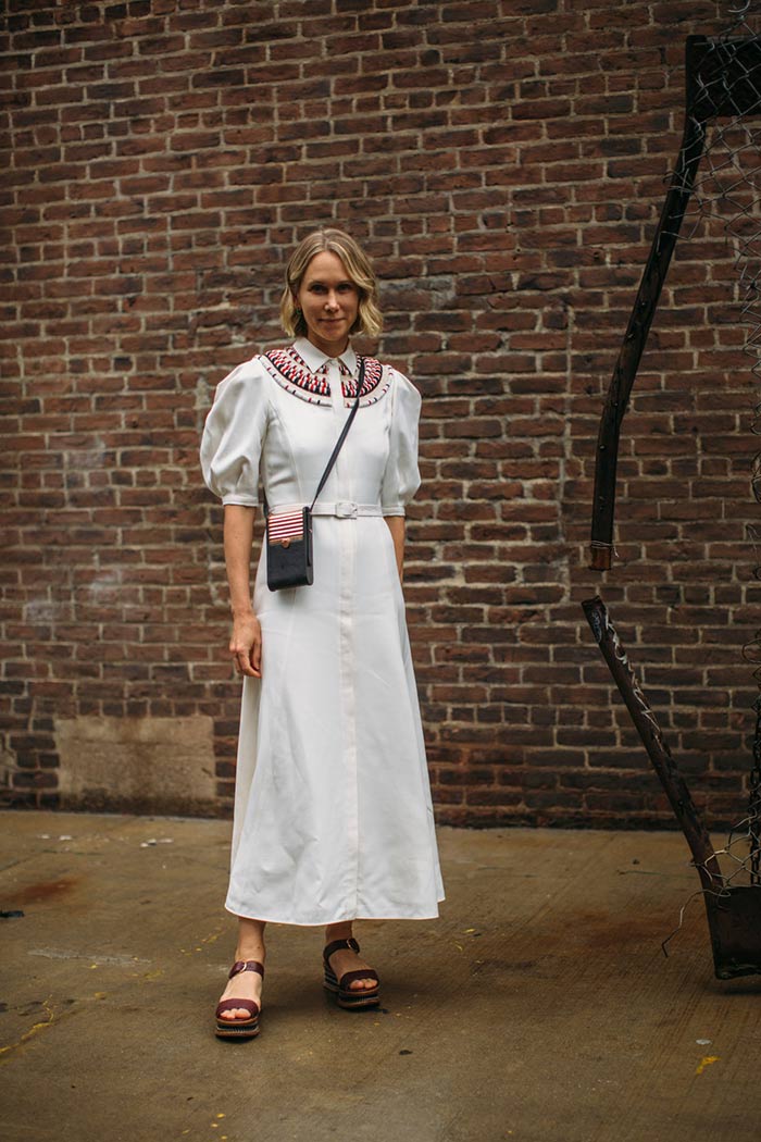 NYFW Spring 2022 street style shirt dress